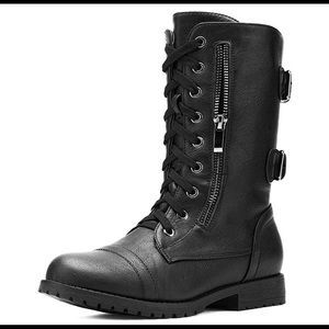 0595 Women's Lace up Mid Calf Boots